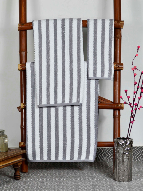 

Avira Home Set of 3 450 GSM Grey & White Striped Towels