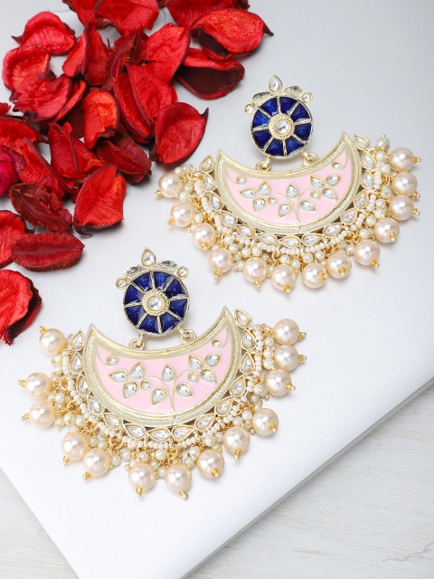 

Rubans Blue Gold-Plated Chandbali Classic Drop Earrings