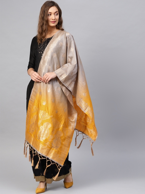 

Sutram Grey & Golden Zari Woven Design Banarasi Dupatta