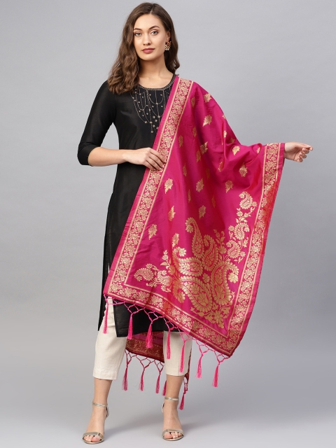 

Sutram Magenta & Golden Zari Woven Design Banarasi Dupatta