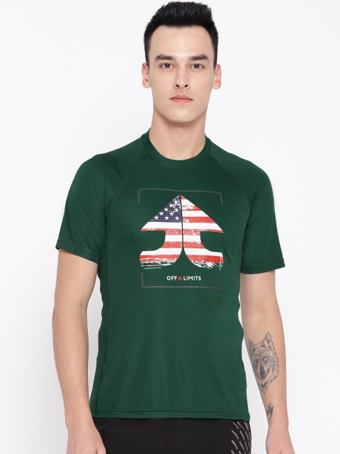 

OFF LIMITS Men Green Printed Slim Fit Training T-shirt