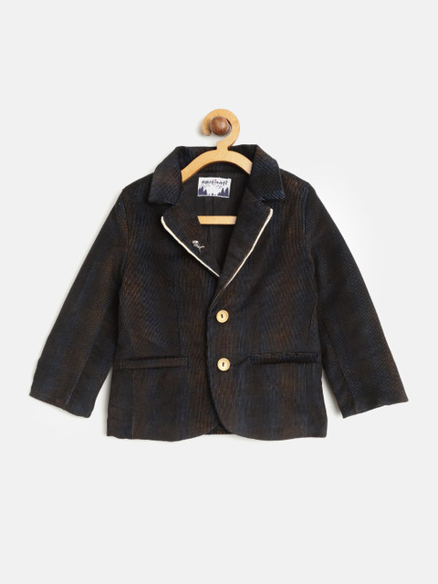 

Nauti Nati Boys Navy & Orange Striped Corduroy Single-Breasted Blazer, Navy blue