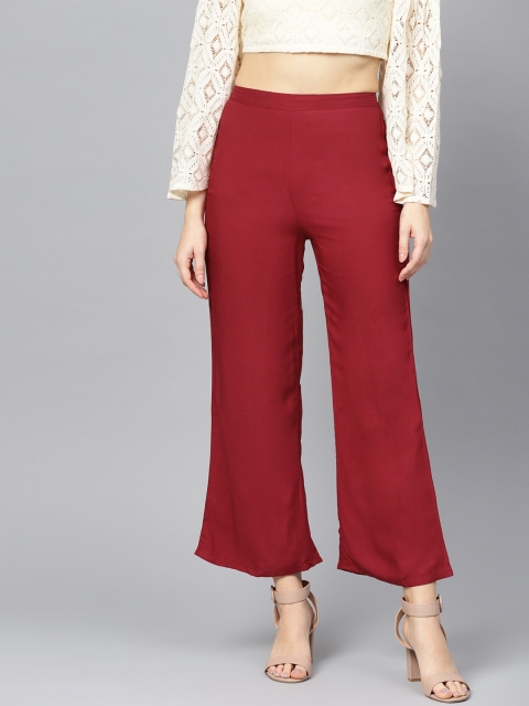 

Ives Women Maroon Solid Cropped Straight Palazzos