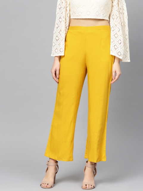 

Ives Women Mustard Yellow Solid Straight Palazzos