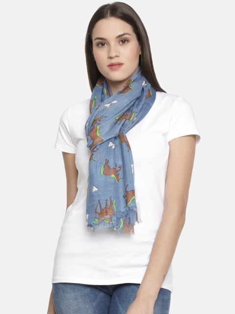 

Ayesha Women Blue Printed Scarf