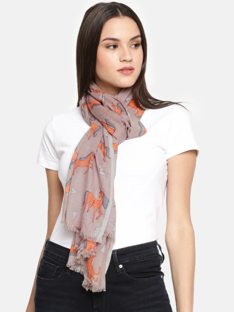

Ayesha Women Taupe Printed Scarf