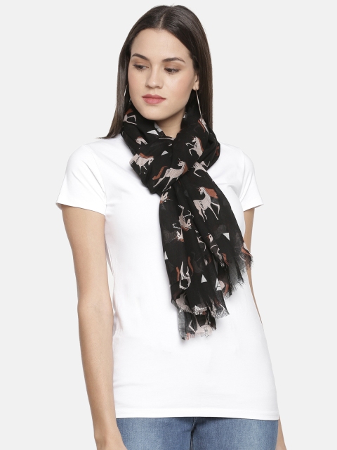 

Ayesha Women Black & Beige Printed Scarf