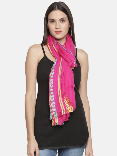 

Ayesha Pink & Yellow Self-Design Scarf