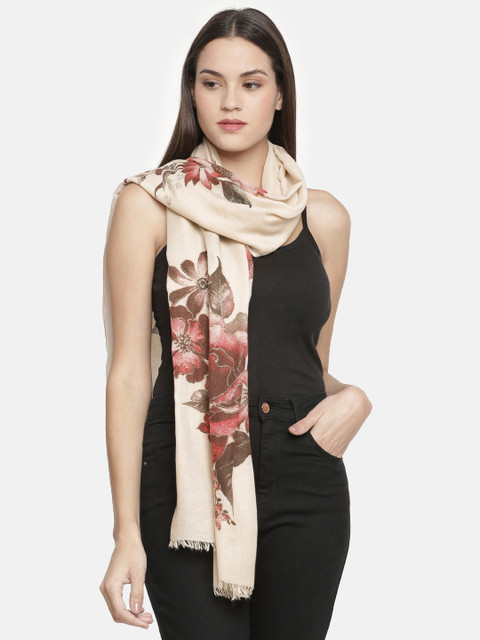 

Ayesha Beige and Red Printed Cotton Scarf