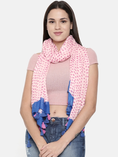 

Ayesha Women White & Pink Printed Scarf