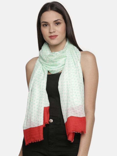 

Ayesha Green polka printed viscose scarf