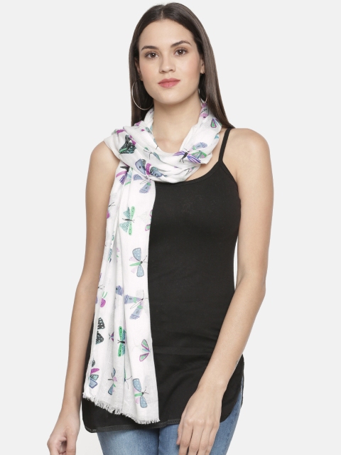 

Ayesha Blue Butterfly printed viscose scarf, Multi