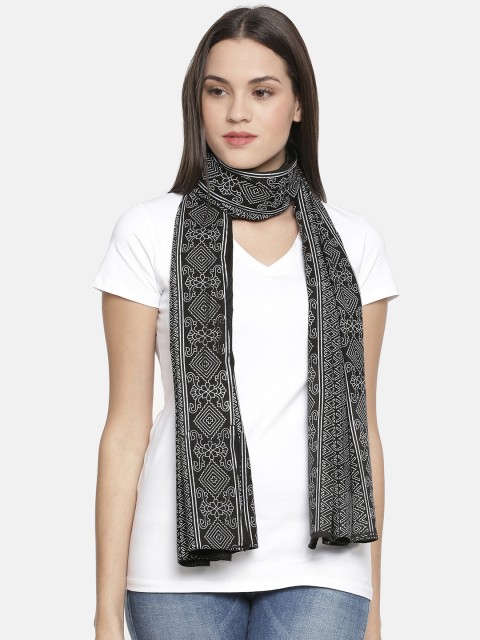 

Ayesha Women Black & White Kalamkari Printed Scarf