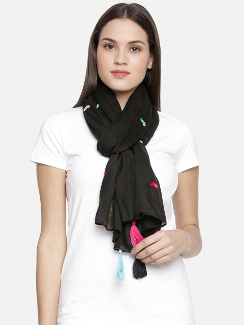 

Ayesha Women Black Solid Scarf