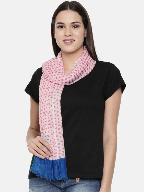 

Ayesha Women Red Polka dot Printed White & Blue Viscose Scarf