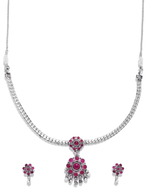 

Melani Borsa Magenta Silver-Plated Handcrafted Kundan-Studded Jewellery Set