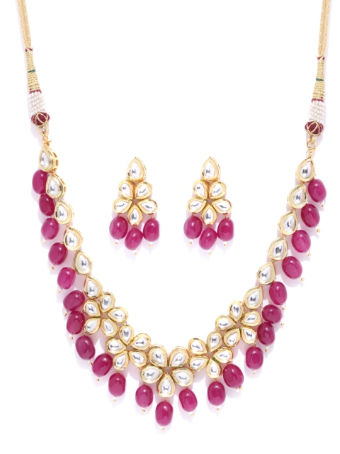 

Melani Borsa Magenta Gold-Plated Handcrafted Kundan-Studded Jewellery Set