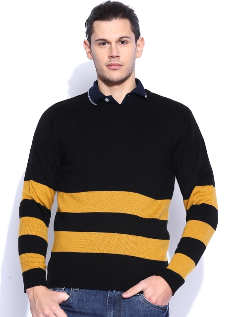 

Peter England Black & Yellow Sweater
