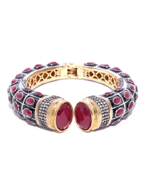 

Melani Borsa Women Black & Maroon Gold-Plated CZ-Studded Handcrafted Bangle