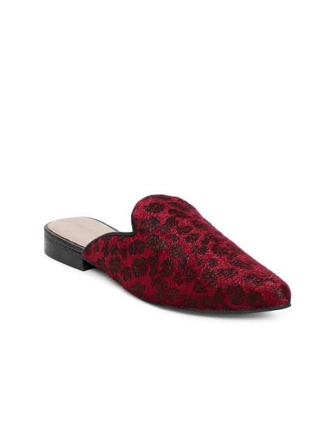 

TRENDS & TRADES Women Red & Black Leopard Print Mules