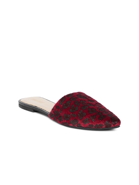 

TRENDS & TRADES Women Red & Black Leopard Print Mules
