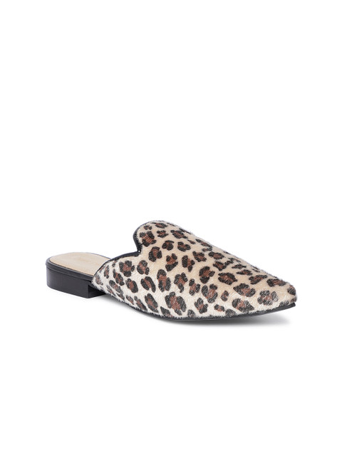 

TRENDS & TRADES Women Brown & Beige Animal Printed Mules