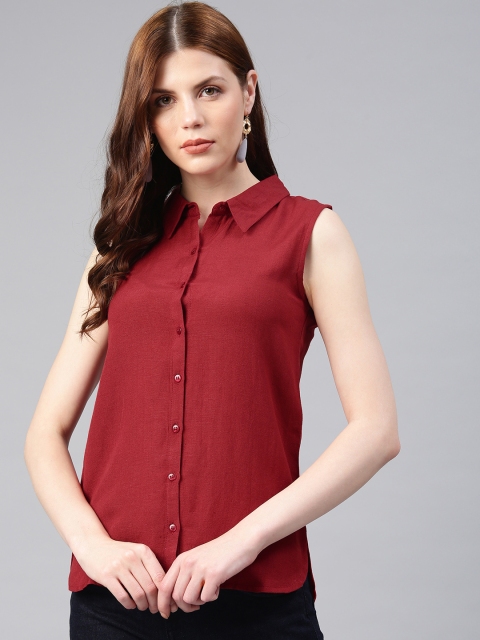 

Alena Women Maroon Regular Fit Solid Casual Shirt