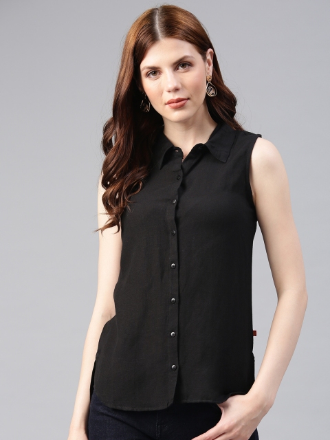 

Alena Women Black Regular Fit Striped Casual Shirt
