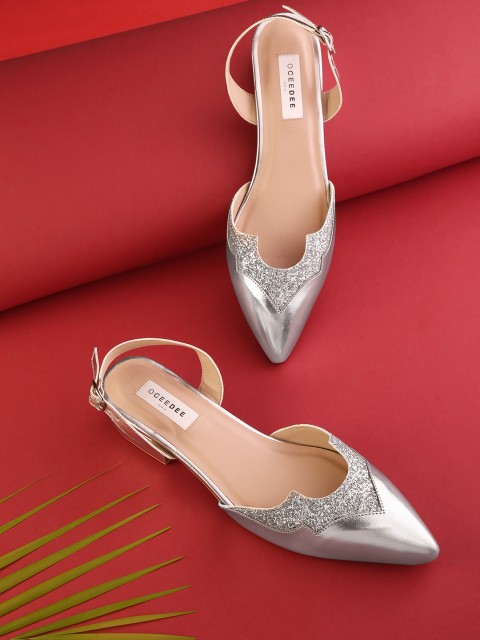 

OCEEDEE Women Silver-Toned Glitter Pumps