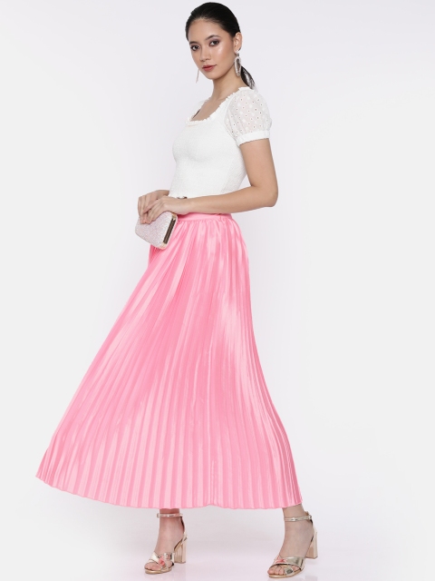 

LA LOFT Pink Accordian Pleated Maxi Skirt