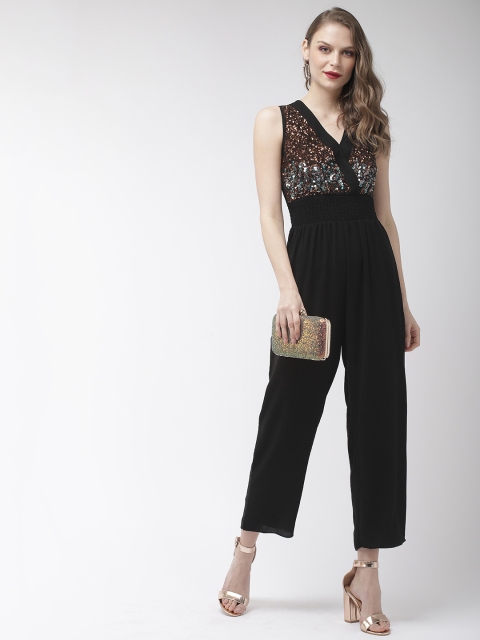 

Antheaa Black Sequinned Wrap Detail Jumpsuit