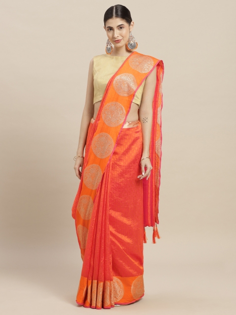 

Nanda Silk Mills Orange Woven Design Poly Crepe Saree