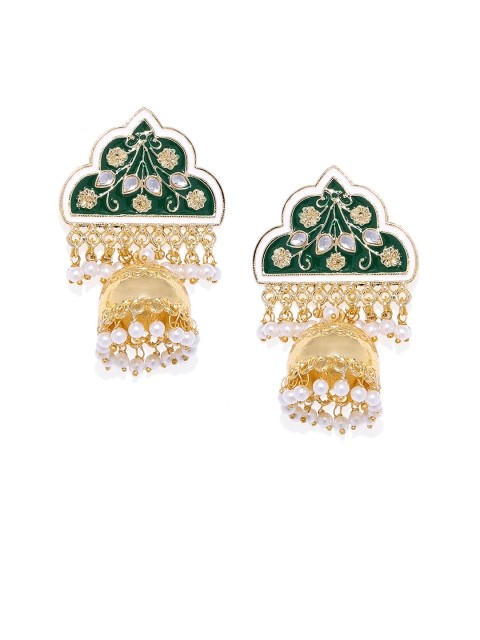 

Spargz Green & White Classic Jhumkas