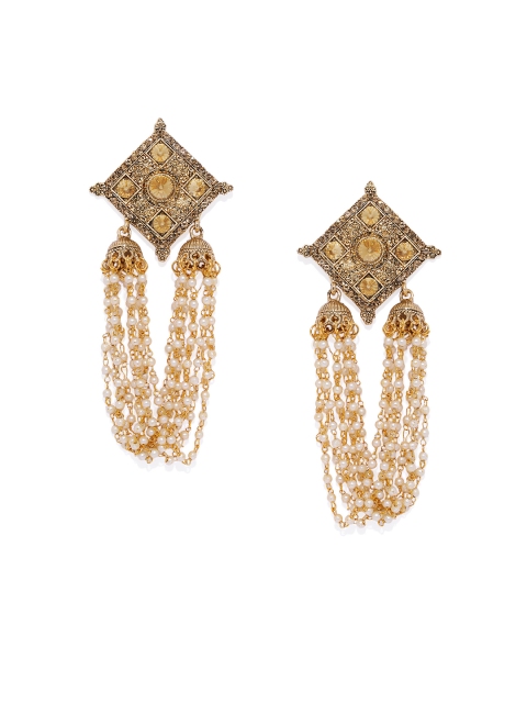 

Spargz Gold-Toned & Brown Classic Drop Earrings