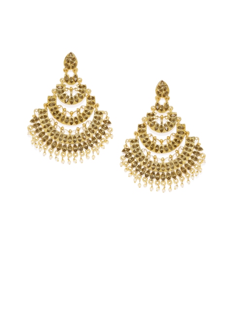 

Spargz Gold-Toned & Brown Classic Drop Earrings