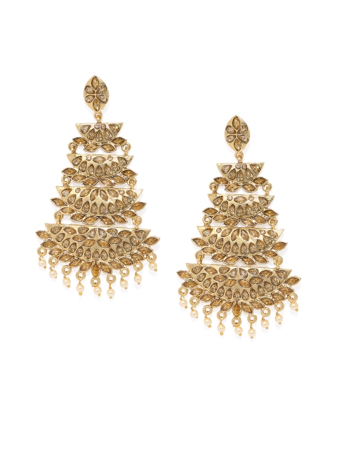 

Spargz Gold-Toned & Brown Classic Drop Earrings
