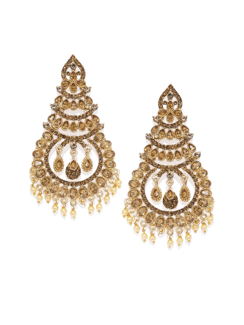 

Spargz Gold-Toned & Brown Classic Drop Earrings