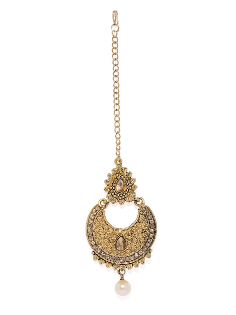

Spargz Round Gold Plated AD Stone Hook Maangtikka