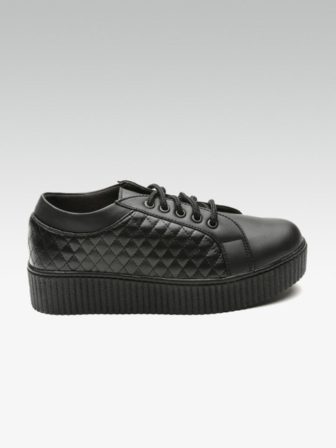 

Street Style Store Women Black Quilted Flatform Sneakers