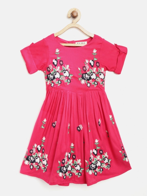 

Bella Moda Girls Pink Floral Embroidered Fit & Flare Dress