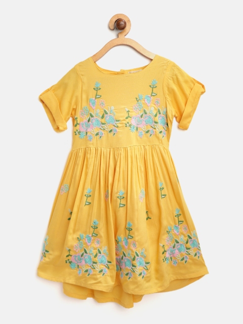 

Bella Moda Girls Yellow Embroidered Fit & Flare Dress