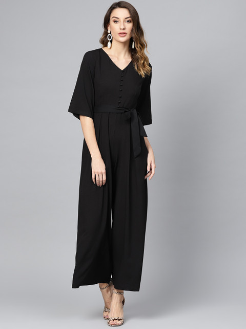 

Femella Women Black Solid Basic Jumpsuit