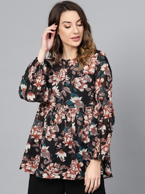 

Femella Women Black & Brown Printed Empire Top