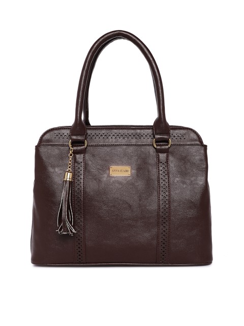 

Anna Claire Coffee Brown Solid Leather Handheld Bag