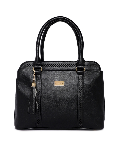 

Anna Claire Black Solid Leather Handheld Bag