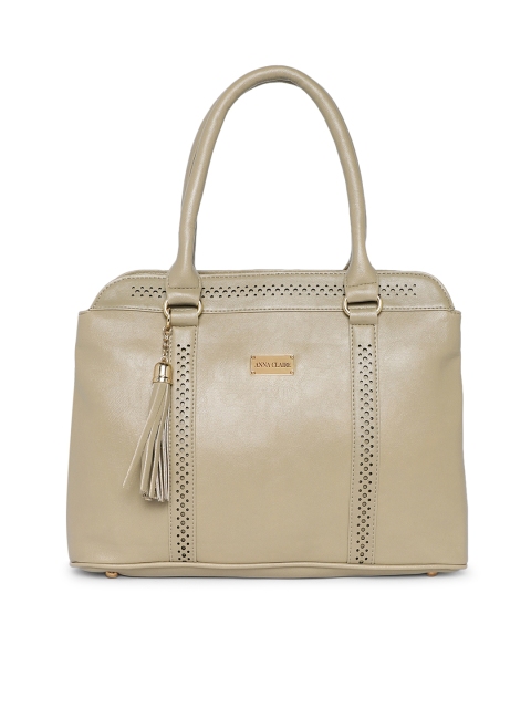 

Anna Claire Beige Solid Leather Handheld Bag