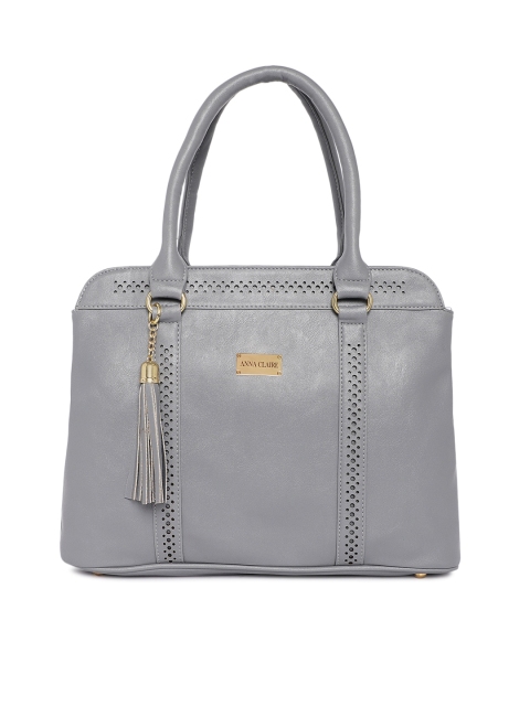 

Anna Claire Grey Solid Leather Handheld Bag