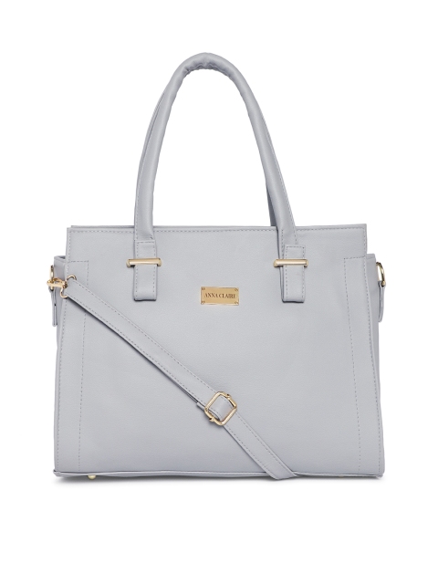 

Anna Claire Grey Solid Leather Handheld Bag