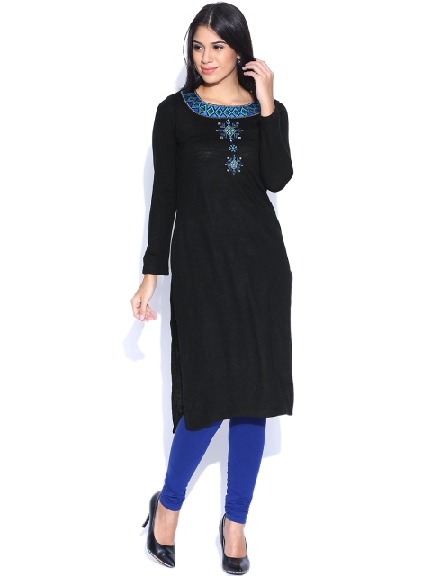 

Aurelia Black Embroidered Winter Kurta