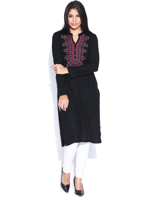 

Aurelia Black Embroidered Winter Kurta